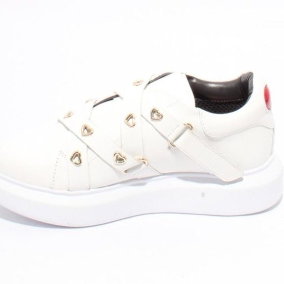 Moschino White Leather Fashion Platform Sneaker - Picture 6 of 8
